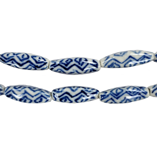 PORCELAIN 4 SIDE RICE 8X20MM WHITE AND BLUE